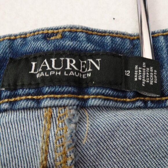 Ralph Lauren High Rise Jeans Women's Size 12 Blue Denim Flared Casual - Picture 6 of 10